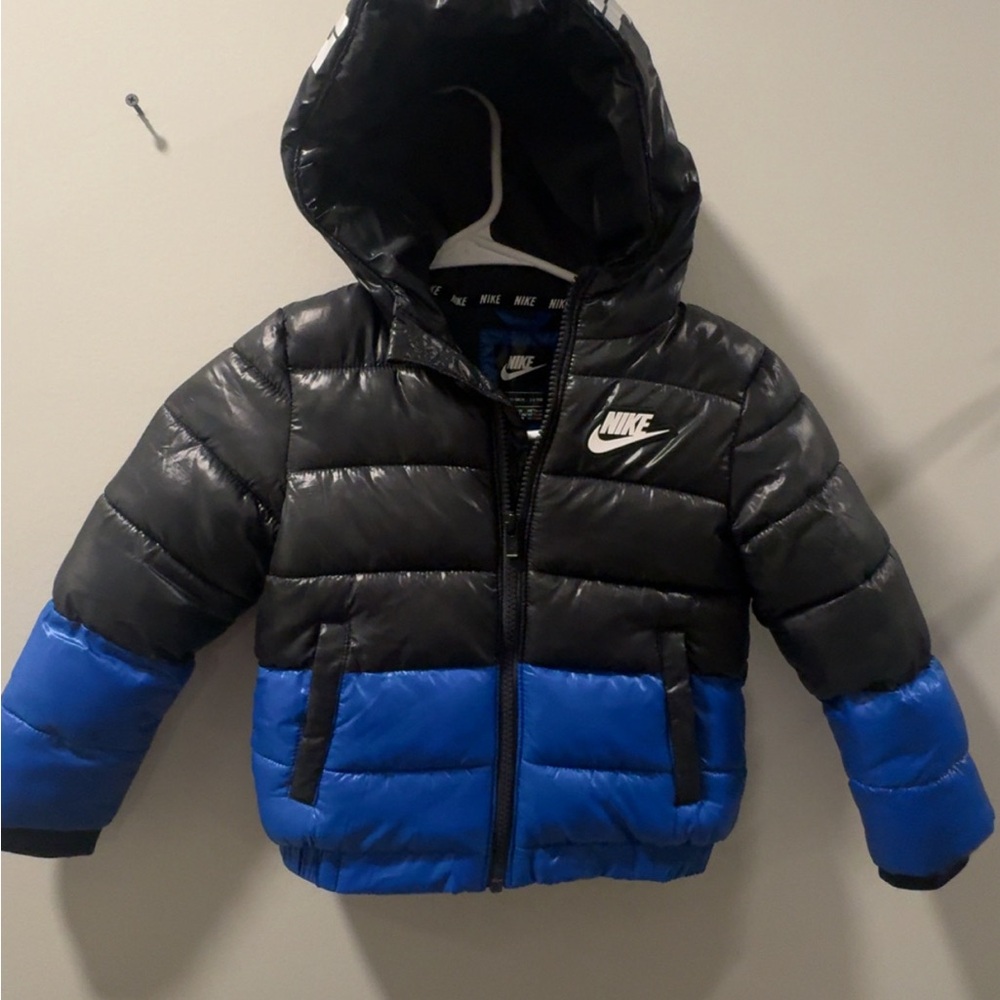 Nike Kids Black and Blue Puffer Coat